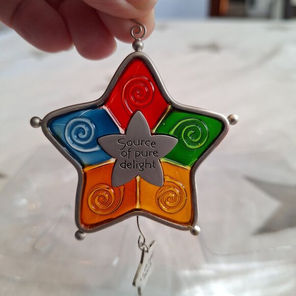 Vintage Hallmark Christmas Ornament 2003 Godchild‎ Stained Glass Star Keepsake - Picture 3 of 8